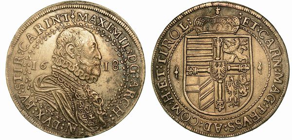 AUSTRIA. MAXIMILIAN, 1590-1618. Thaler 1618.  - Asta Numismatica  - Associazione Nazionale - Case d'Asta italiane