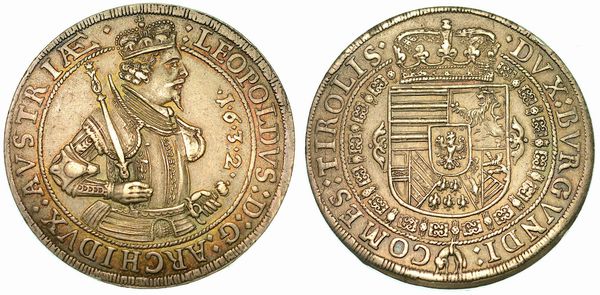 AUSTRIA. LEOPOLD V, 1619-1632. Thaler 1632.  - Asta Numismatica  - Associazione Nazionale - Case d'Asta italiane