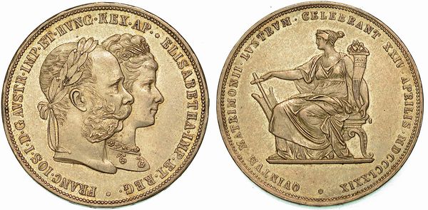 AUSTRIA. FRANZ JOSEPH, 1848-1916. 2 Gulden 1879. Per le nozze d'argento.  - Asta Numismatica  - Associazione Nazionale - Case d'Asta italiane