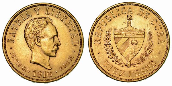 CUBA. FIRST REPUBLIC, 1902-1962. 10 Pesos 1916.  - Asta Numismatica  - Associazione Nazionale - Case d'Asta italiane