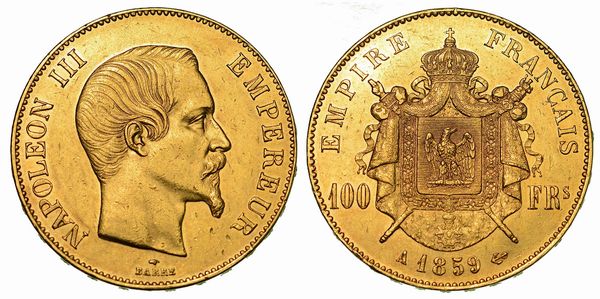 FRANCIA. NAPOLEON III, 1852-1870. 100 Francs 1859. Parigi.  - Asta Numismatica  - Associazione Nazionale - Case d'Asta italiane