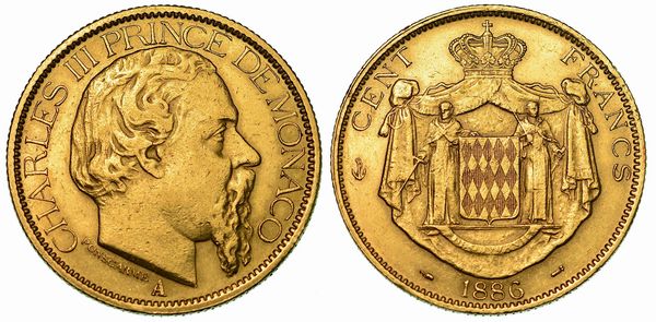 MONACO. CHARLES III, 1856-1889. 100 Francs 1886. Parigi.  - Asta Numismatica  - Associazione Nazionale - Case d'Asta italiane
