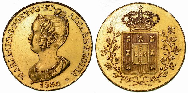 PORTOGALLO. MARIA II, 1834-1853. Pea (6400 Reis) 1834.  - Asta Numismatica  - Associazione Nazionale - Case d'Asta italiane