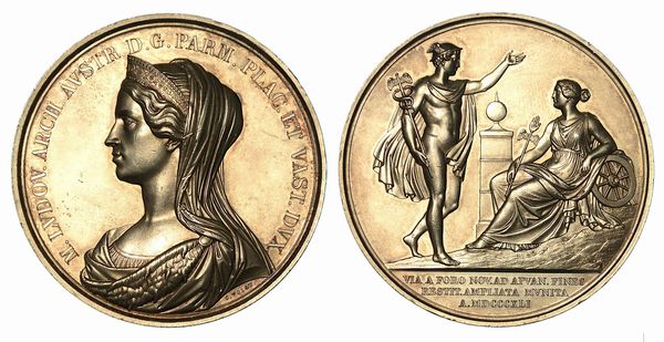 MARIA LUIGIA D'AUSTRIA, 1815-1847. STRADA DELLA CISA. Medaglia in argento 1841.  - Asta Numismatica  - Associazione Nazionale - Case d'Asta italiane