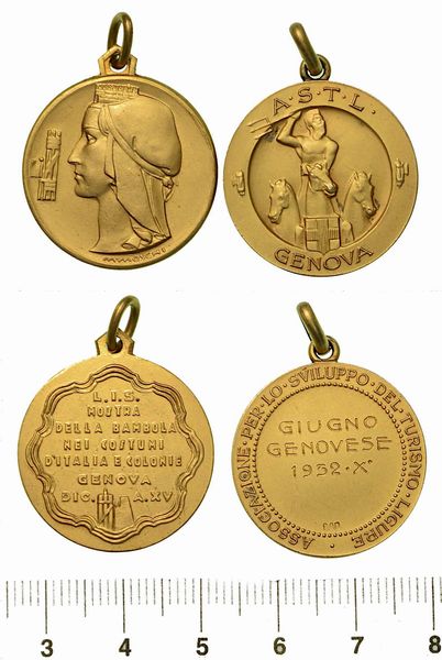 REGNO D'ITALIA. Lotto di due medaglie con anello originale in bronzo dorato.  - Asta Numismatica  - Associazione Nazionale - Case d'Asta italiane
