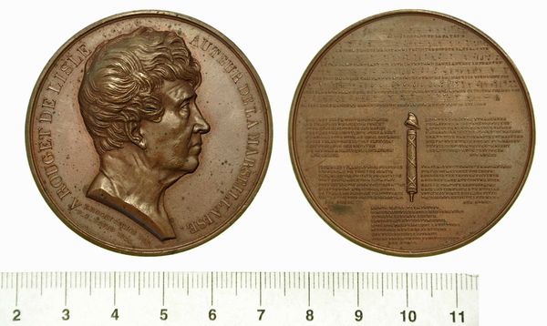 CLAUDE JOSEPH ROUGET DE LISLE  (compositore della Marsigliese 1760-1836). Medaglia in bronzo 1833.  - Asta Numismatica  - Associazione Nazionale - Case d'Asta italiane