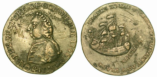 USA. BRITISH COLONIES. William Pitt Token 1766.  - Asta Numismatica  - Associazione Nazionale - Case d'Asta italiane