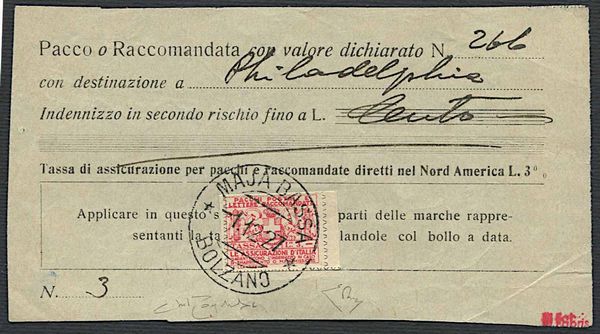 1926, Regno dItalia, Francobolli Assicurativi.  - Asta Filatelia e Storia Postale - Associazione Nazionale - Case d'Asta italiane