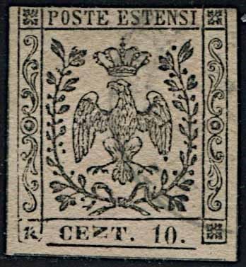 1852, Modena, 10 cent. rosa usato.  - Asta Filatelia e Storia Postale - Associazione Nazionale - Case d'Asta italiane