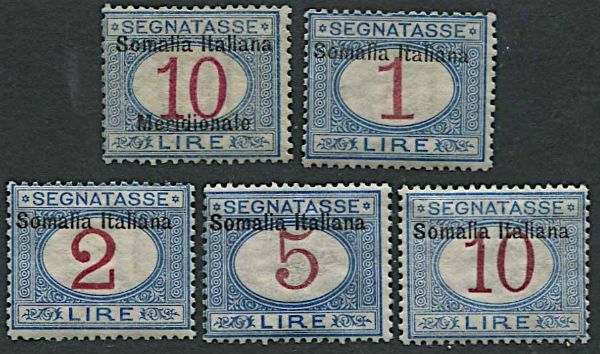 1906/1909, Somalia, Segnatasse.  - Asta Filatelia e Storia Postale - Associazione Nazionale - Case d'Asta italiane