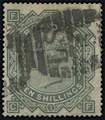 1883, Great Britain, 10 s. greenish grey.  - Asta Filatelia e Storia Postale - Associazione Nazionale - Case d'Asta italiane