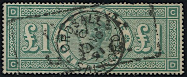 1891, Great Britain,  1 green, wmk three crowns.  - Asta Filatelia e Storia Postale - Associazione Nazionale - Case d'Asta italiane