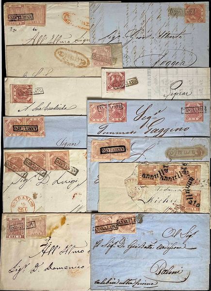 1858/1860, Antichi Stati, Regno di Napoli, 80 lettere.  - Asta Filatelia e Storia Postale - Associazione Nazionale - Case d'Asta italiane