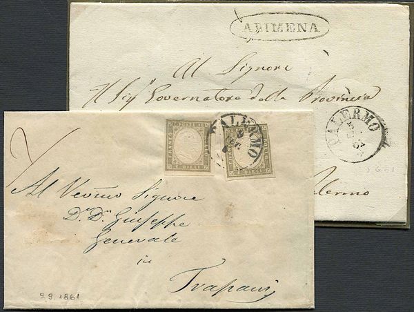1861, annullamenti sardo-italiani di Sicilia.  - Asta Filatelia e Storia Postale - Associazione Nazionale - Case d'Asta italiane