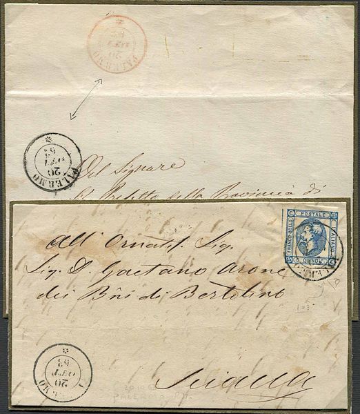 1863, annullamenti sardo-italiani di Sicilia.  - Asta Filatelia e Storia Postale - Associazione Nazionale - Case d'Asta italiane