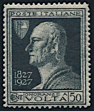1927, Regno dItalia,  Volta, 50 cent. ardesia.  - Asta Filatelia e Storia Postale - Associazione Nazionale - Case d'Asta italiane