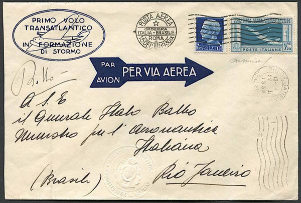 1930, Regno dItalia, aerogramma del 15-12-1930 per Rio De Janeiro.  - Asta Filatelia e Storia Postale - Associazione Nazionale - Case d'Asta italiane