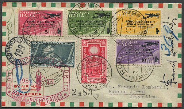 1934, Regno dItalia, aerogramma del 27-1-1934 per l'Argentina.  - Asta Filatelia e Storia Postale - Associazione Nazionale - Case d'Asta italiane