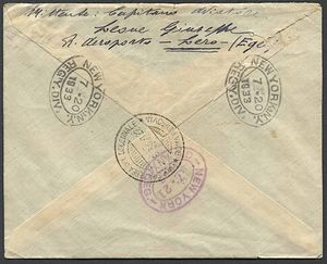 1933, Egeo, aerogramma del 7-6-1933 per New York.  - Asta Filatelia e Storia Postale - Associazione Nazionale - Case d'Asta italiane