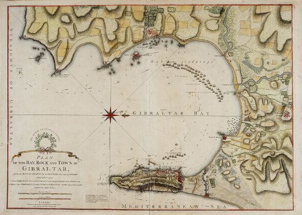 WILLIAM FADEN : Plan of the bay, rock and town of Gibraltar, from an actual survey by an officer who was at Gibraltar from 1769-1775.  - Asta Stampe, disegni e dipinti antichi, moderni e contemporanei - Associazione Nazionale - Case d'Asta italiane