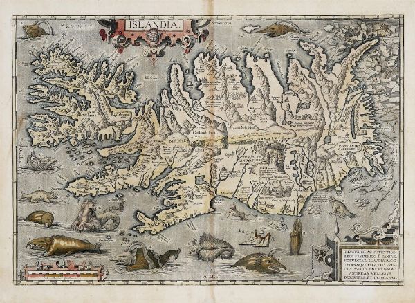 Abraham Ortelius : Islandia.  - Asta Stampe, disegni e dipinti antichi, moderni e contemporanei - Associazione Nazionale - Case d'Asta italiane