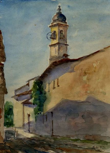 PAOLO SALA : La chiesa.  - Asta Stampe, disegni e dipinti antichi, moderni e contemporanei - Associazione Nazionale - Case d'Asta italiane