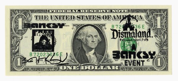 Banksy : Dismal dollar with the Banksy free. Art is not a crime.  - Asta Stampe, disegni e dipinti antichi, moderni e contemporanei - Associazione Nazionale - Case d'Asta italiane