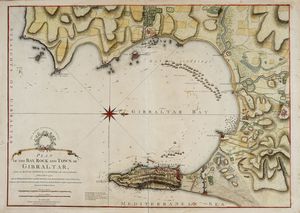WILLIAM FADEN - Plan of the bay, rock and town of Gibraltar, from an actual survey by an officer who was at Gibraltar from 1769-1775.