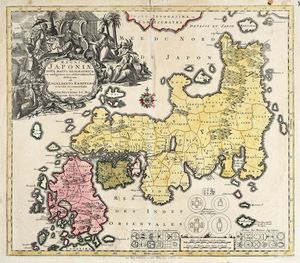 GEORG MATTHUS SEUTTER - Regni Japoniae. Nova mappa geographica, ex indigenarum observationibus delineata ab Engelberto Kaempfero.