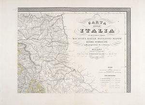 FRANCESCO VALLARDI - Carta d'Italia in quindici fogli ricavata dalle migliori mappe finora pubblicate nella proporzione di 1 a 600.000.