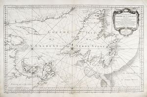 JACQUES NICOLAS BELLIN - Carte rduite du Golphe de St. Laurent contenant l'Isle de Terre-Neuve et Parte de la Coste des Esquimaux...