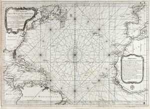 JACQUES NICOLAS BELLIN - Carte rduite de l'Ocan Occidental comprenant les costes d'Europe et d'Afrique depuis le 51 degr de latitude Nord jusqu' l'quateur et les costes d'Amrique opposes...