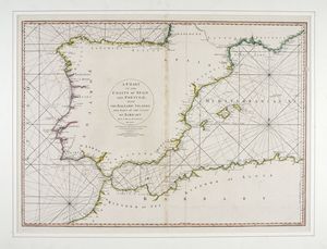 LOUIS STANISLAS D'ARCY (DE) LA ROCHETTE - A Chart of the Coasts of Spain and Portugal, with the Balearic Islands, and Part of the Coast of Barbary. MDCCLXXX. 2d. Edition