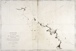 VICTOR CHARLES LOTTIN - Carte particulire de la partie Nord de l'Ile Ika-Na-Mawi (Nouvelle Zlande) reconnue par le Capitaine de Fregate Dumont D'Urville, levee et dresse par Mr. Lottin...Expdition de la Corvette de S.M. l'Astrolabe, Mars 1827.