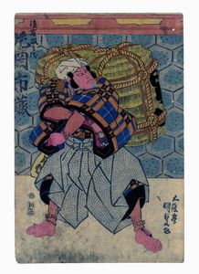 UTAGAWA KUNISADA I (TOYOKUNI III) - L'attore Kataoka Ichiz nel ruolo del feroce samurai Matabei Goto.