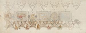ADOLFO DE CAROLIS - Studio per il ciclo di affreschi del Palazzo del Podest di Bologna.