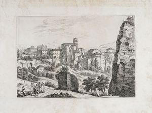 Bartolomeo Pinelli - Veduta del Colle Celio presa dal Palatino.