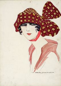 Nino Nanni - Ritratto femminile con foulard.