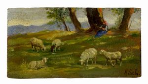 Raffaello Sorbi - Pastore con pecore.