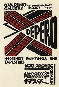 FORTUNATO DEPERO - Invito alla mostra di Depero alla Guarni Gallery di New York.