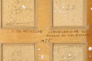 ,Plinio Mesciulam : Comunicazione su foglio di calendario  - Asta Arte moderna - Associazione Nazionale - Case d'Asta italiane