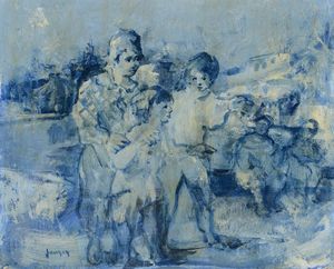 ,Jean Jansem - Arlecchino e bambini