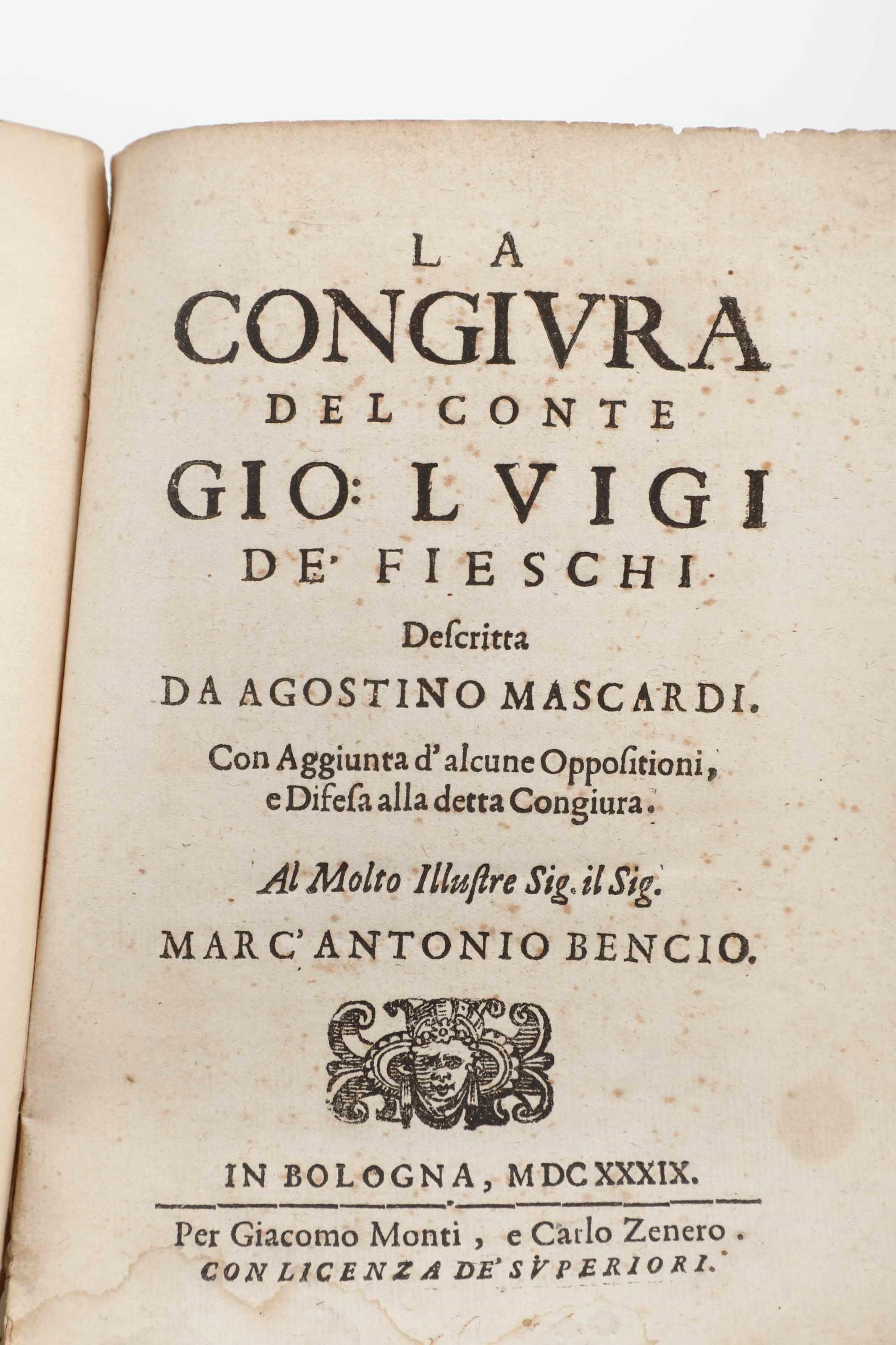 Agostino Mascardi La congiura del Conte Gio Luigi dei Fieschi, in