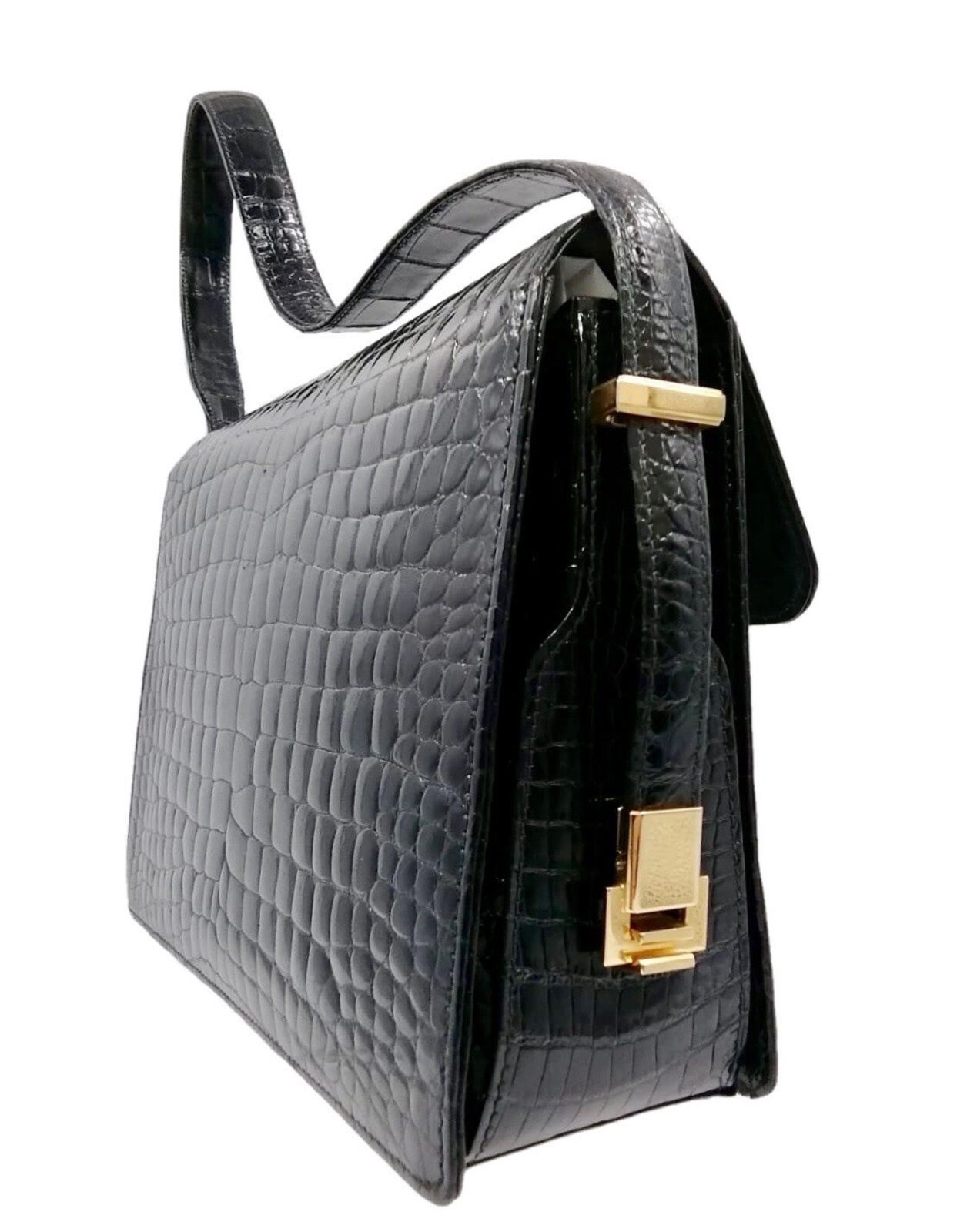 GUCCI Borsa in Coccodrillo Porosus Nero. Asta 04 05 2023 FASHION LUXURY ALTA MODA BORSE