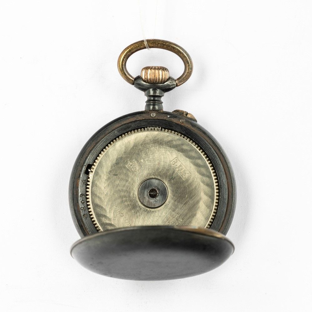 Orologio Hebdomas carica 8 giorni del 1920 1930 circa cassa in acciaio azzurrato quadrante in metallo